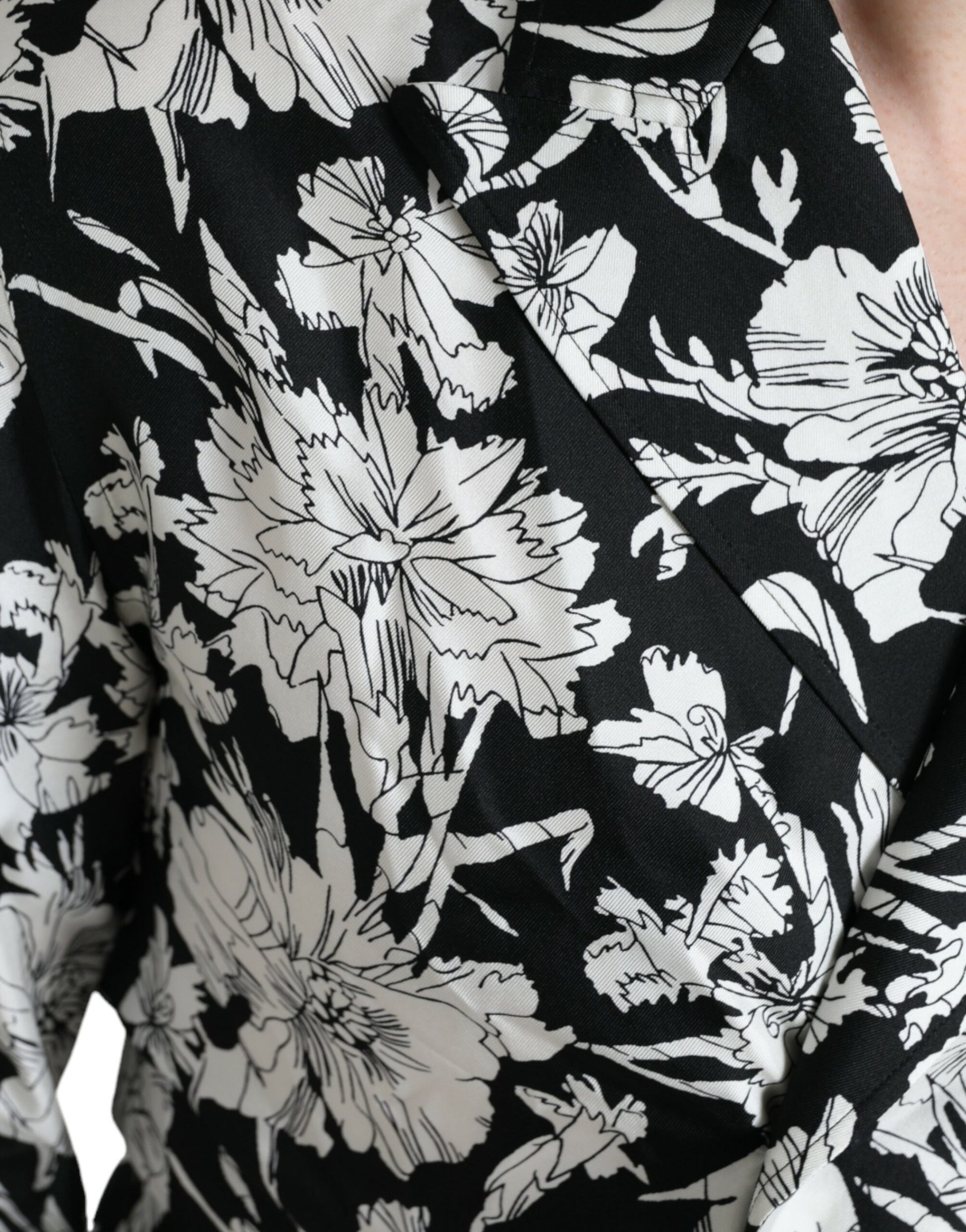 Dolce & Gabbana Black White Floral Button Down Casual Shirt Dolce & Gabbana
