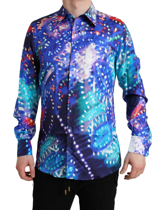 Dolce & Gabbana Purple Luminarie Silk Slim MARTINI Shirt Dolce & Gabbana