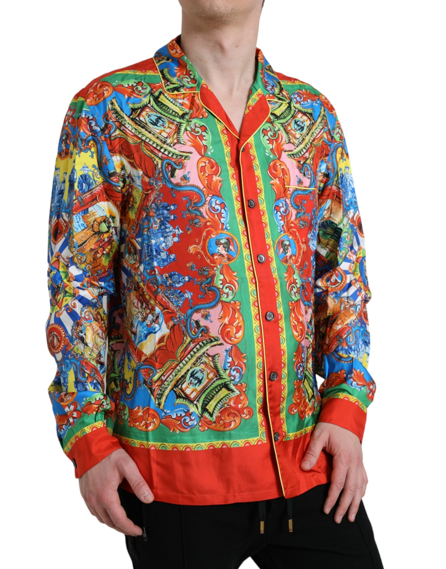 Dolce & Gabbana Multicolor Patterned Button Down Casual Shirt Dolce & Gabbana