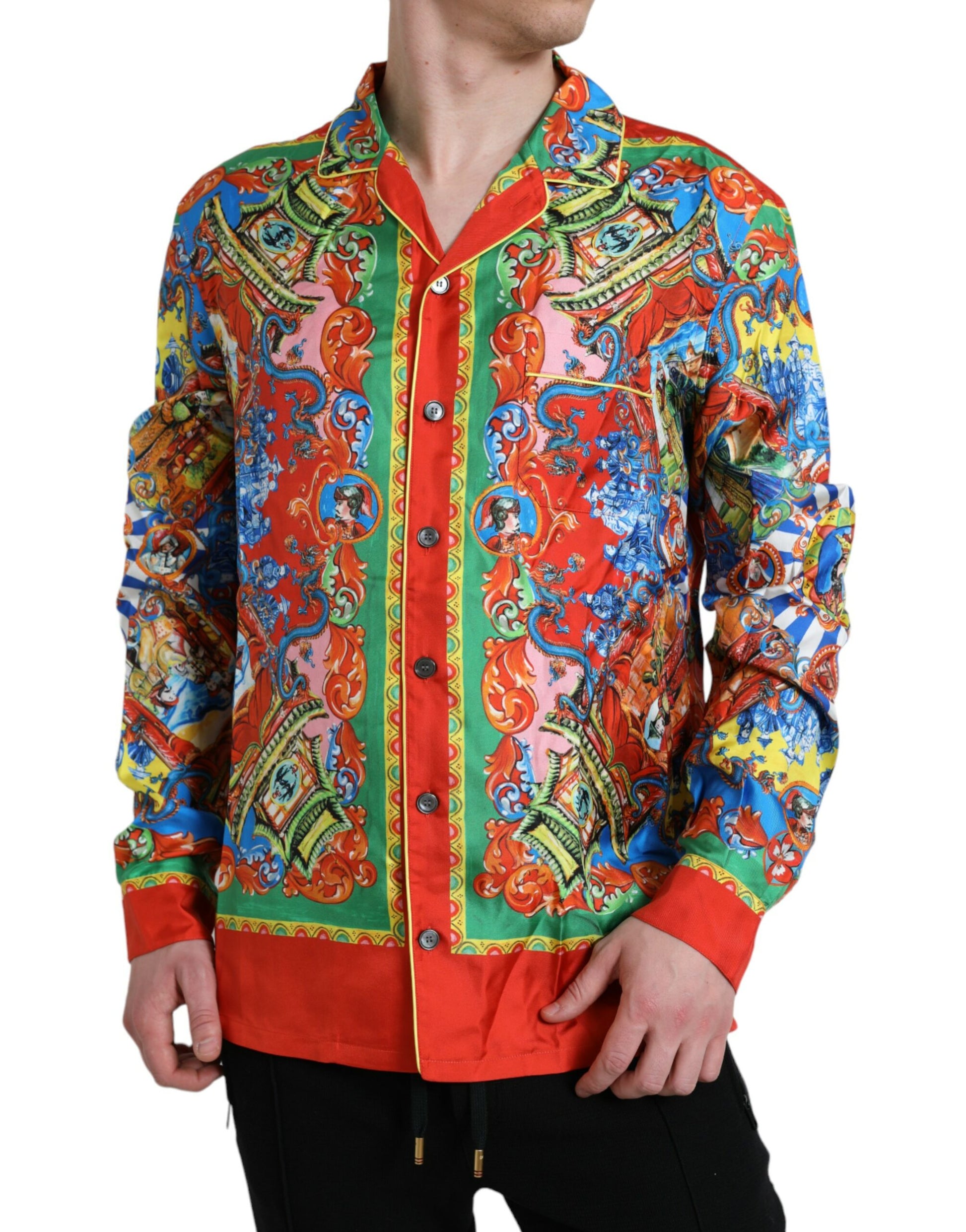 Dolce & Gabbana Multicolor Patterned Button Down Casual Shirt Dolce & Gabbana