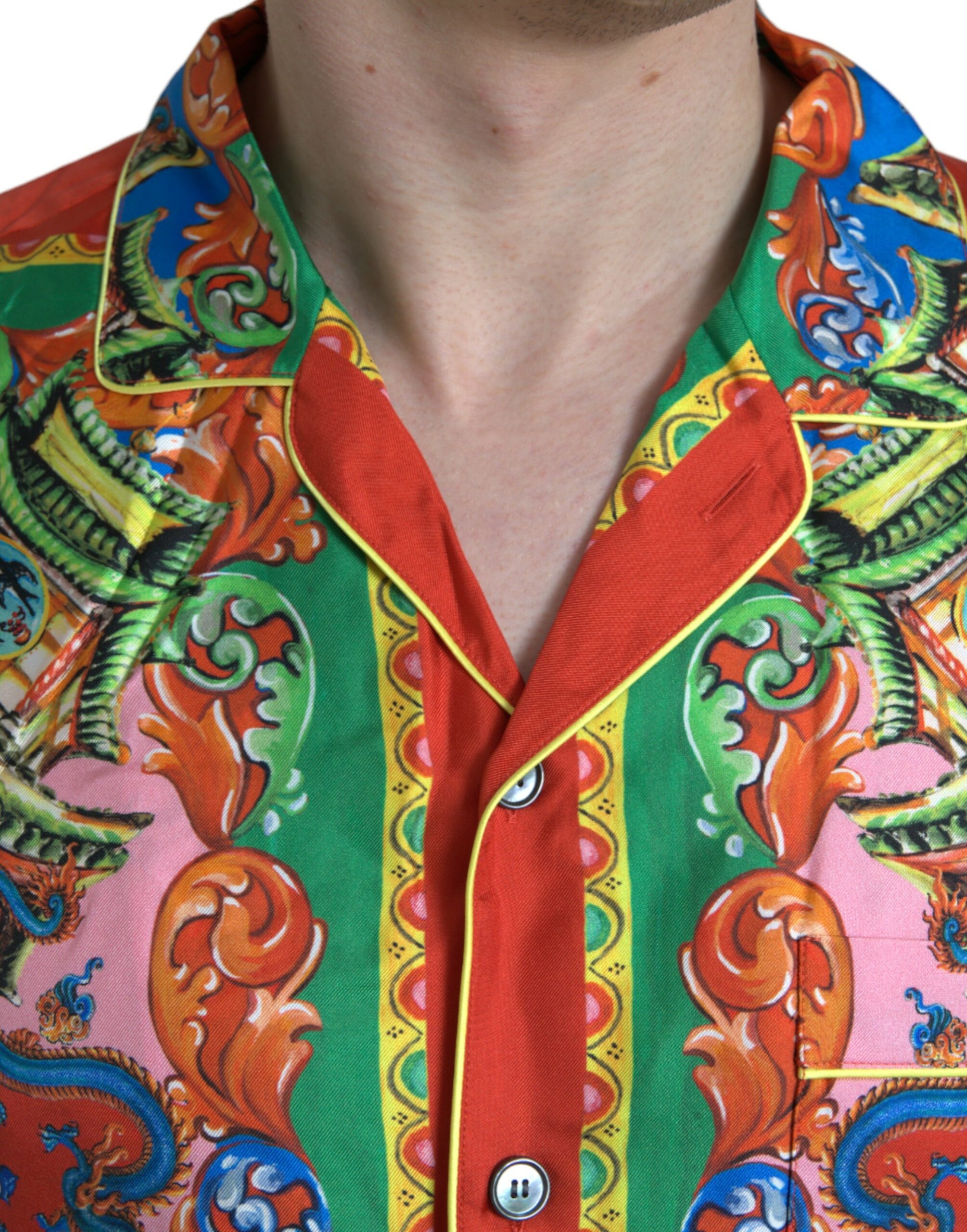 Dolce & Gabbana Multicolor Patterned Button Down Casual Shirt Dolce & Gabbana