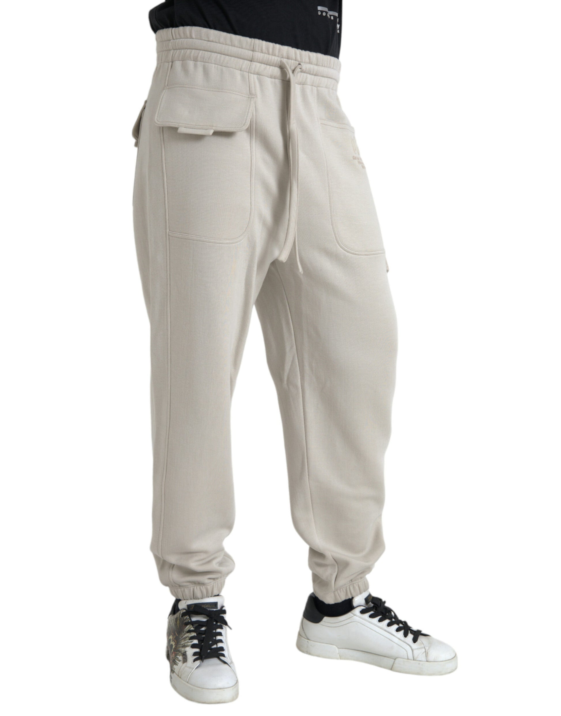 Dolce & Gabbana Off White Viscose Cargo Jogger Sweatpants Pants Dolce & Gabbana