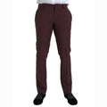 Dolce & Gabbana Maroon Wool Men Slim Fit Dress Pants