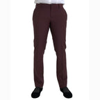 Dolce & Gabbana Maroon Wool Men Slim Fit Dress Pants