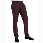 Dolce & Gabbana Maroon Wool Men Slim Fit Dress Pants