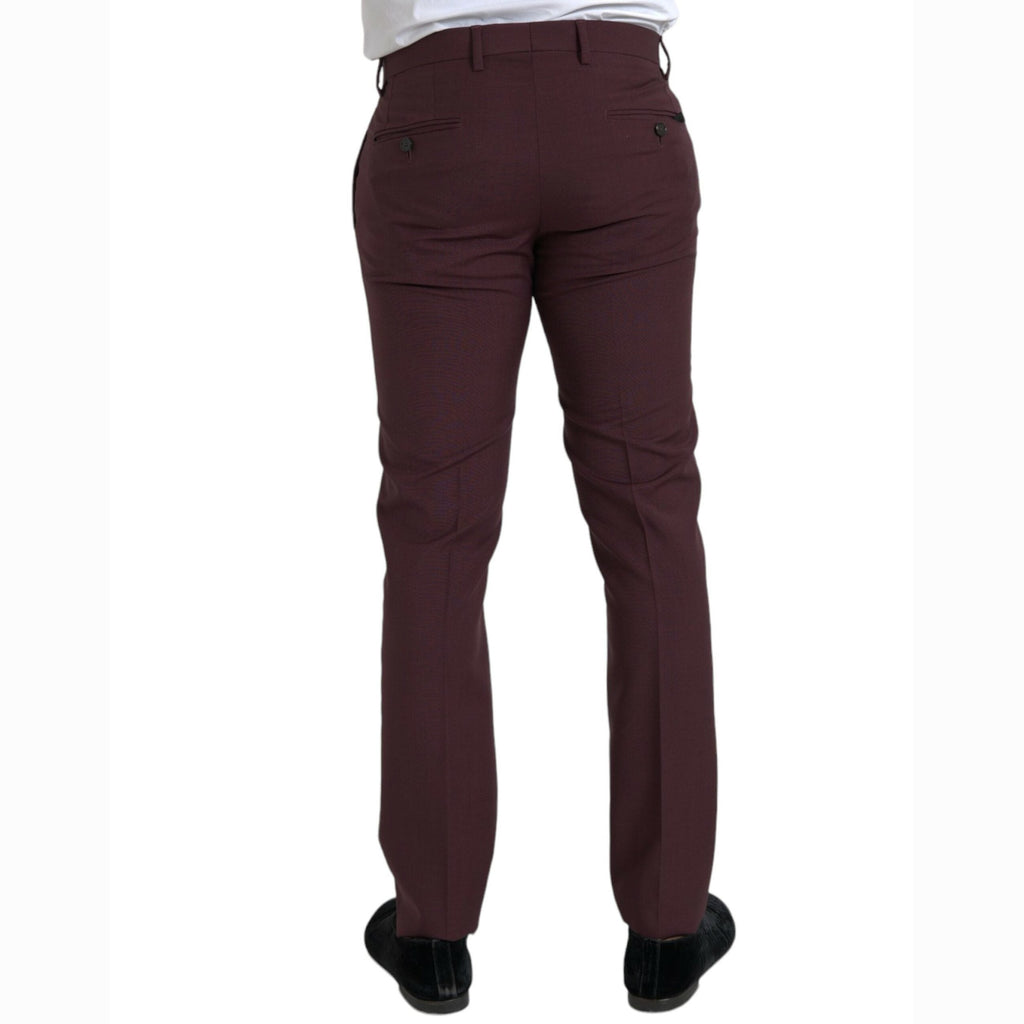Dolce & Gabbana Maroon Wool Men Slim Fit Dress Pants