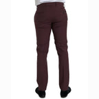 Dolce & Gabbana Maroon Wool Men Slim Fit Dress Pants