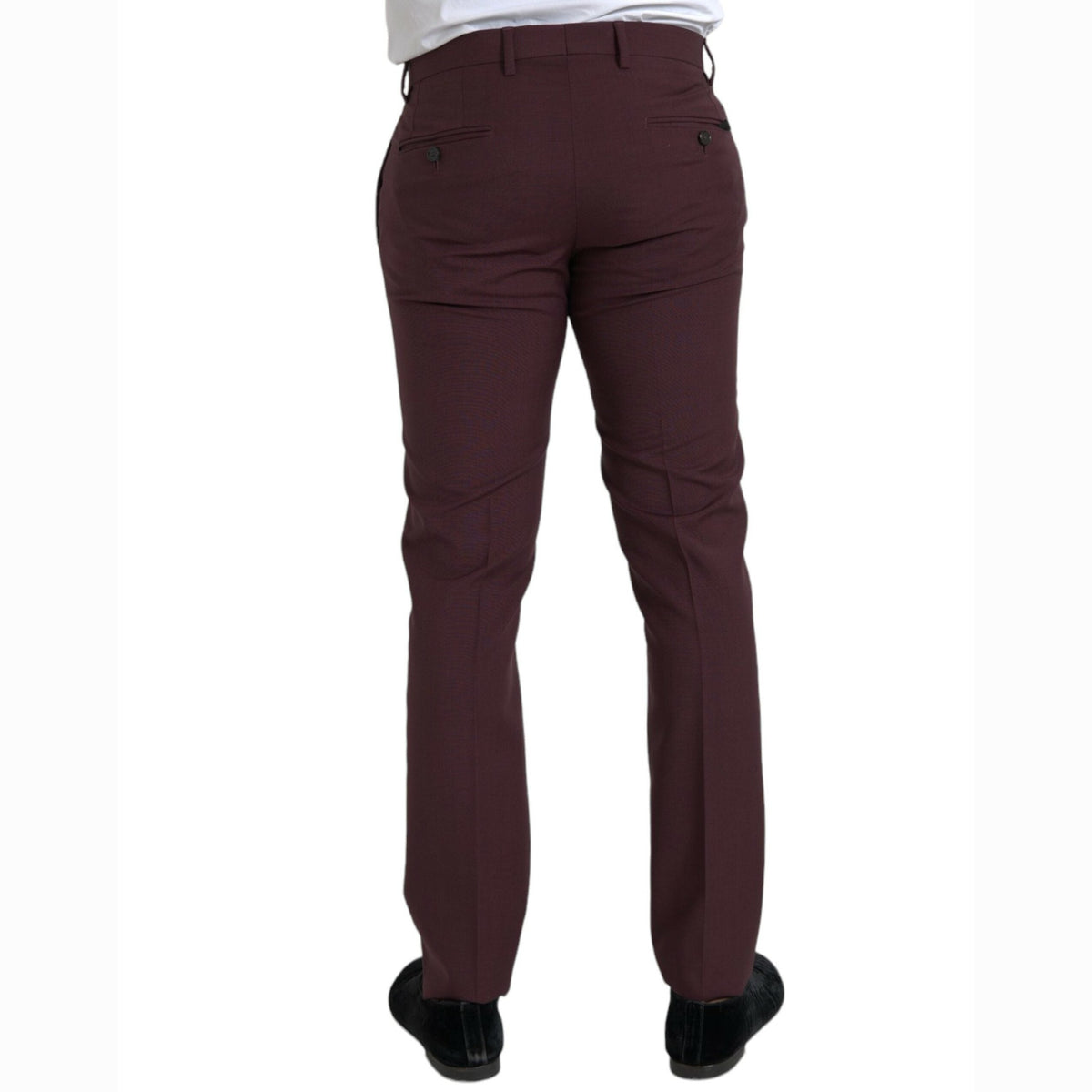 Dolce & Gabbana Maroon Wool Men Slim Fit Dress Pants