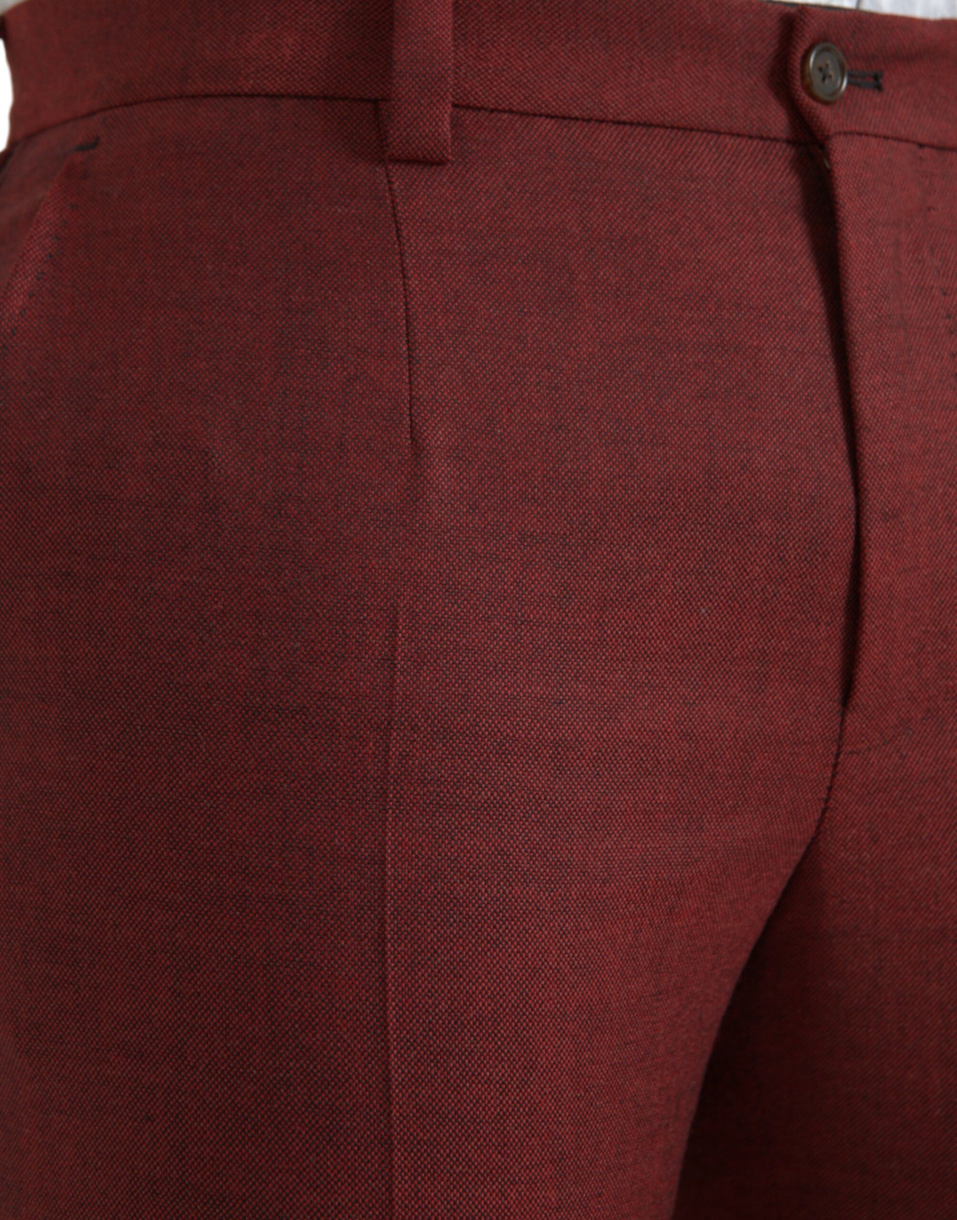 Dolce & Gabbana Maroon Wool Men Skinny Dress Pants Dolce & Gabbana