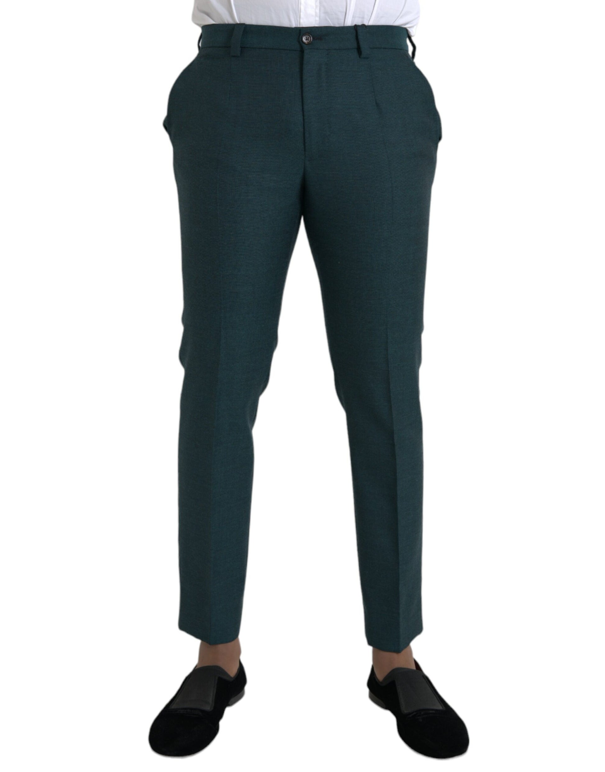 Dolce & Gabbana Green Wool Skinny Slim Dress Pants Dolce & Gabbana