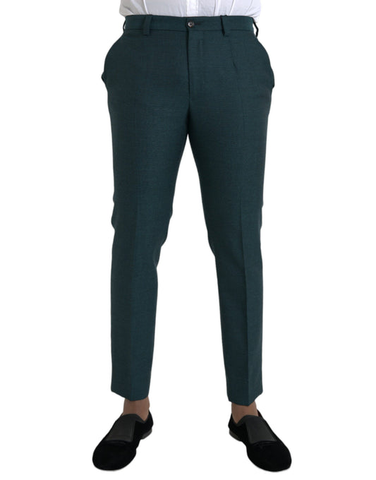 Dolce & Gabbana Green Wool Skinny Slim Dress Pants Dolce & Gabbana
