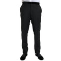 Dolce & Gabbana Black Silk Men Skinny Dress Pants
