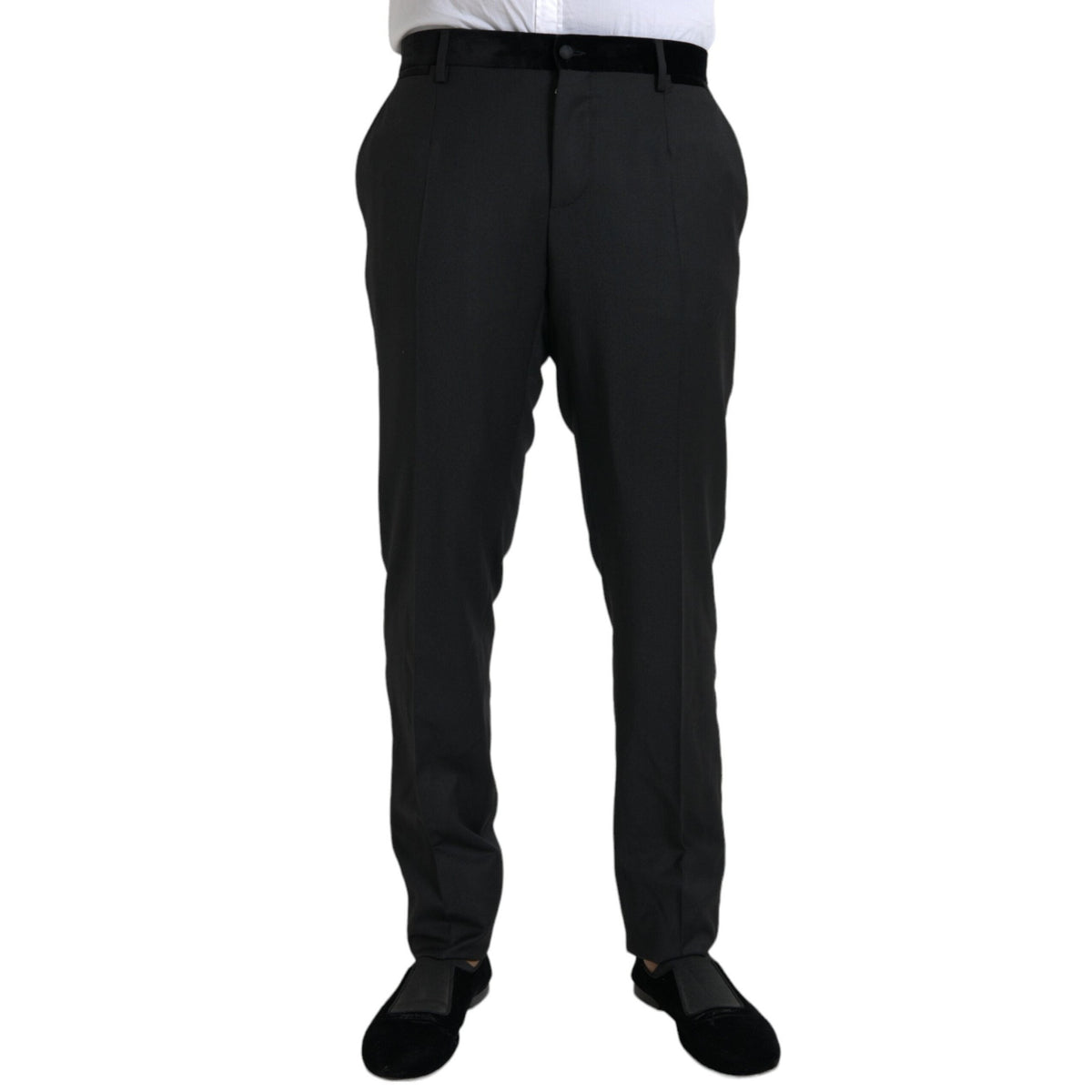 Dolce & Gabbana Black Silk Men Skinny Dress Pants