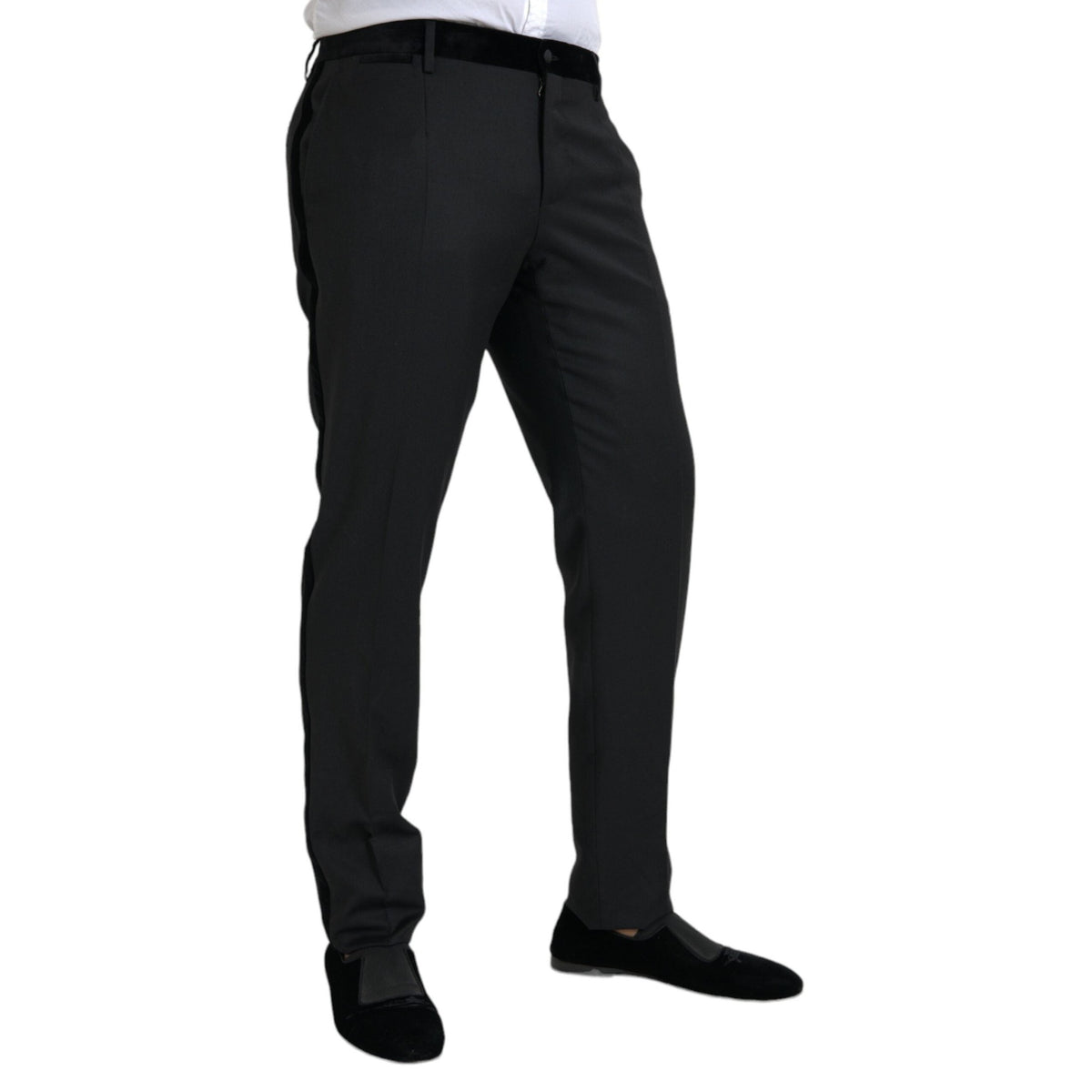 Dolce & Gabbana Black Silk Men Skinny Dress Pants