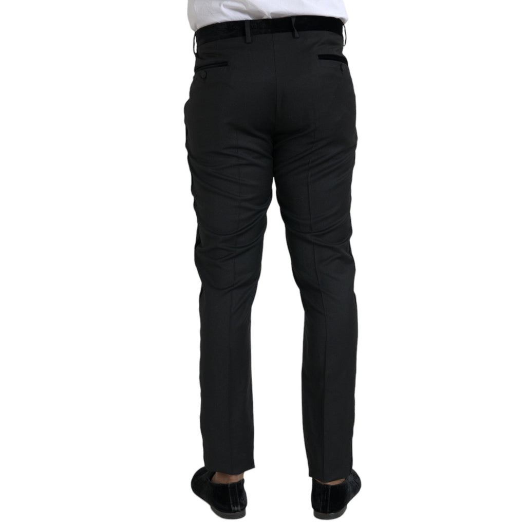 Dolce & Gabbana Black Silk Men Skinny Dress Pants