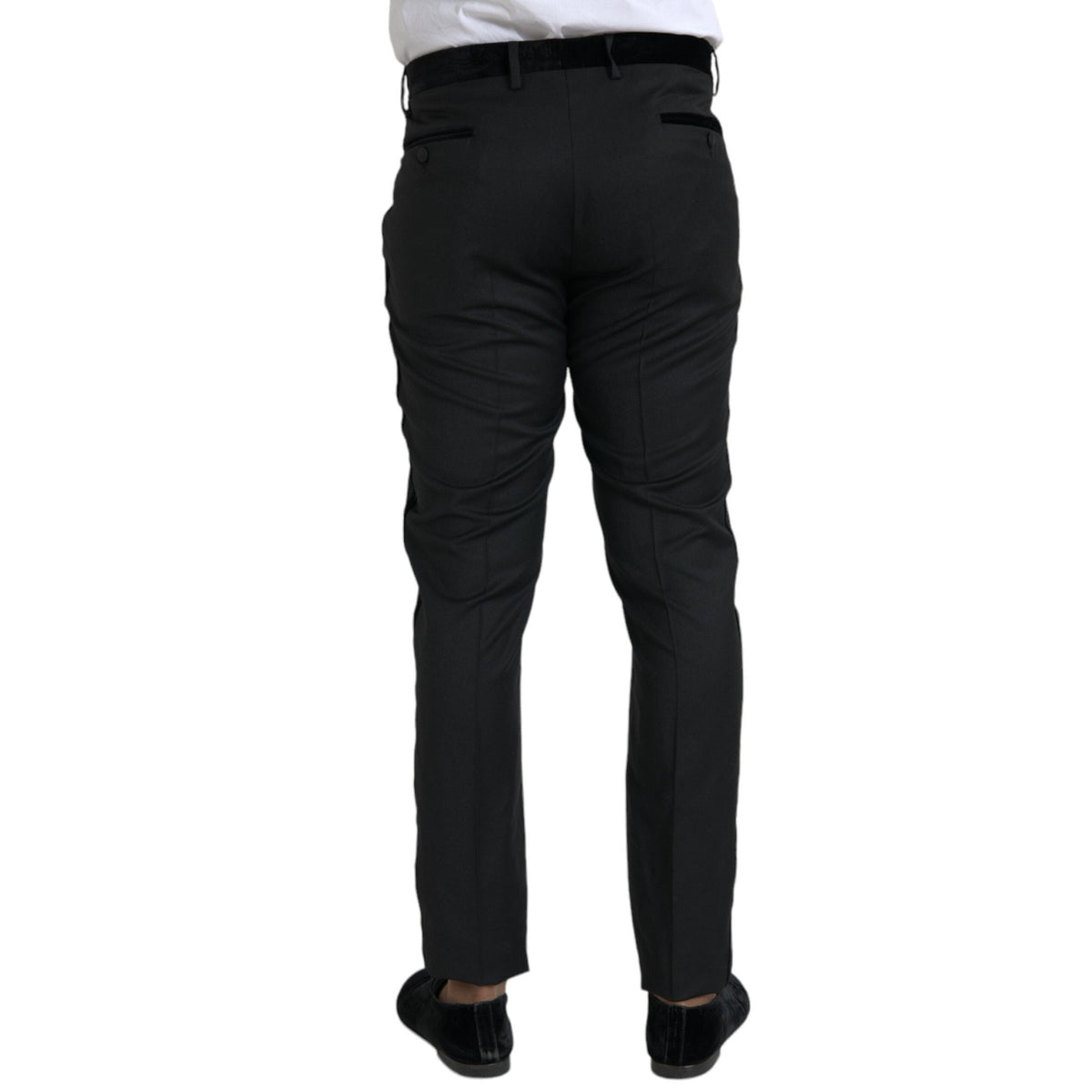 Dolce & Gabbana Black Silk Men Skinny Dress Pants