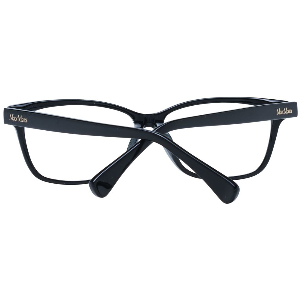 Max Mara black plastic glasses frames with sleek design and rectangular shape, stylish eyewear accessory.