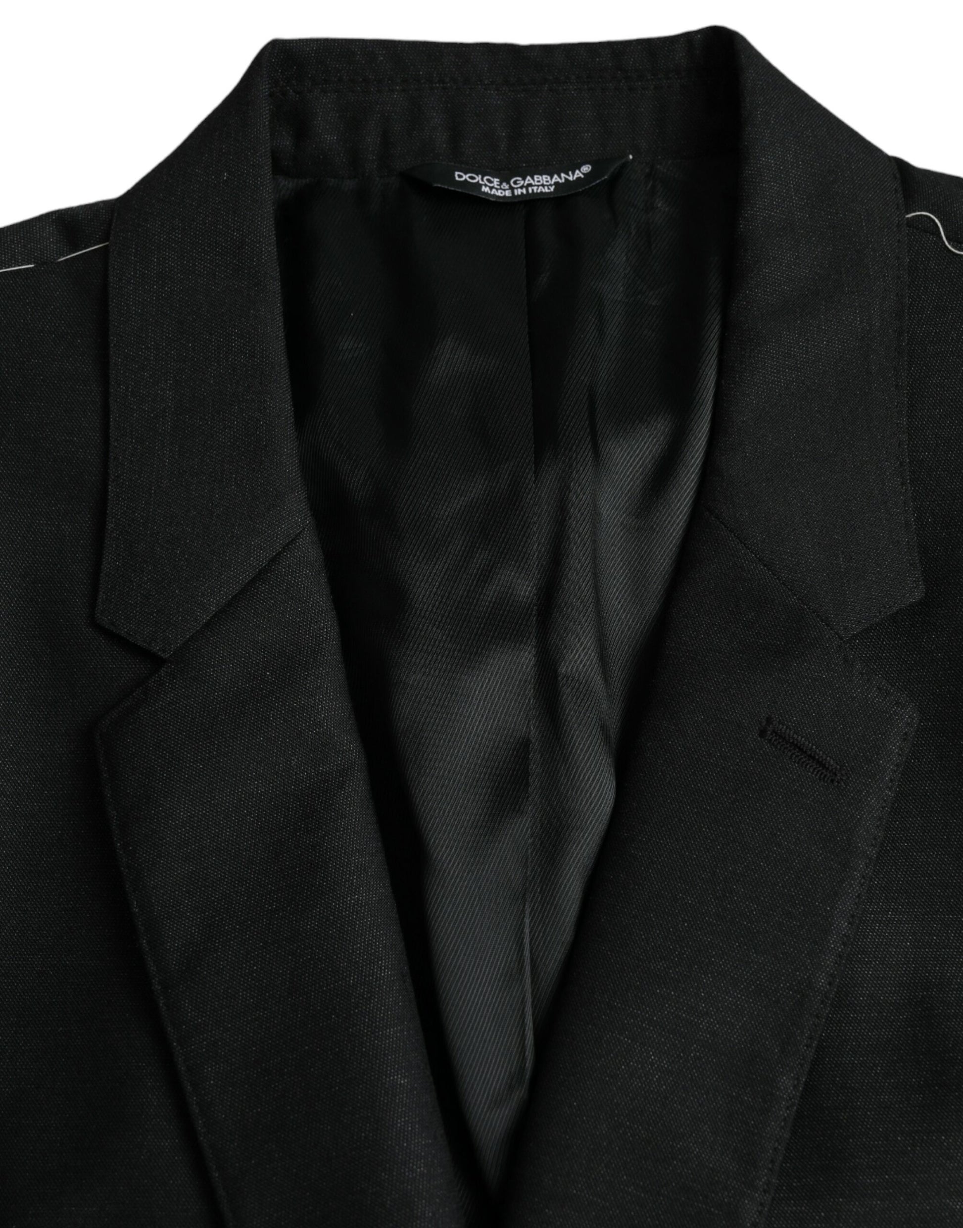 Dolce & Gabbana Black Wool Notch SingleBreasted Coat Blazer Dolce & Gabbana