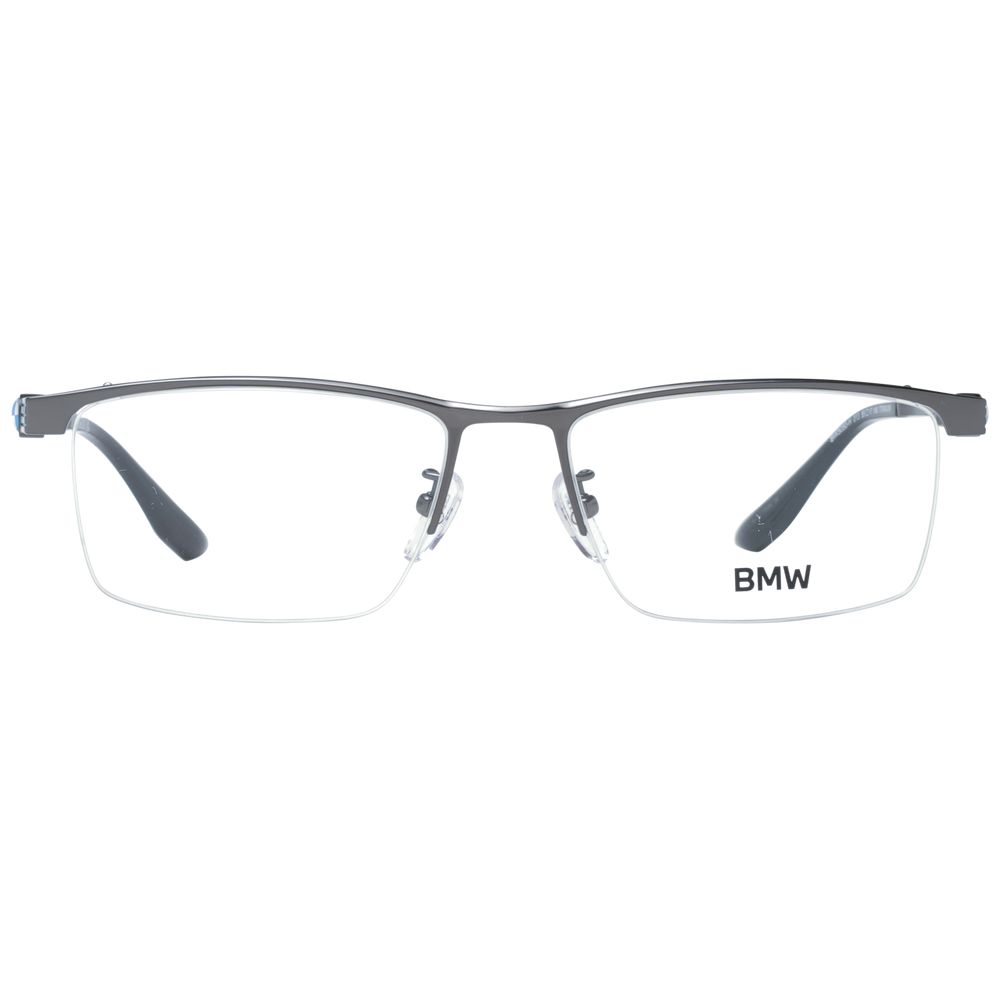 BMW gray titanium glasses frames with sleek design and modern style, showcasing lightweight and durable eyewear.