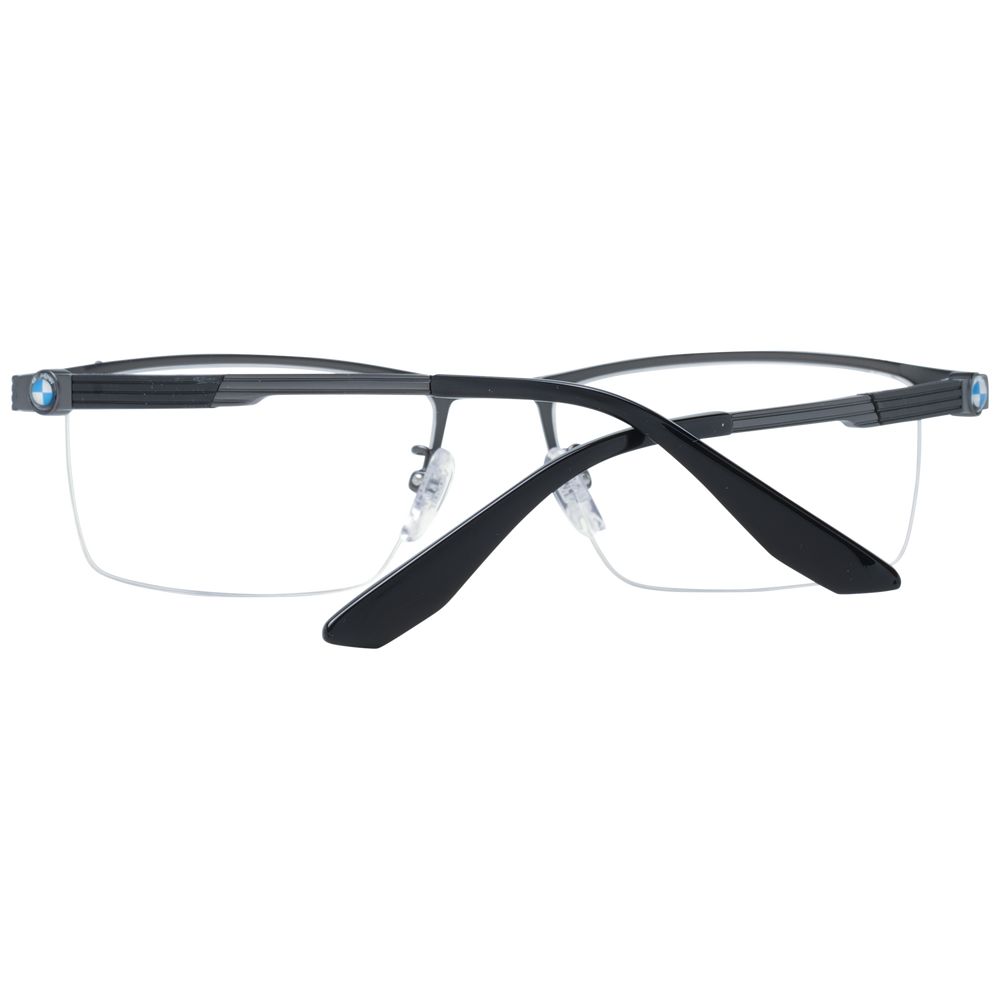 BMW gray titanium glasses frames with sleek design, lightweight metal construction, and classic style for comfortable wear.