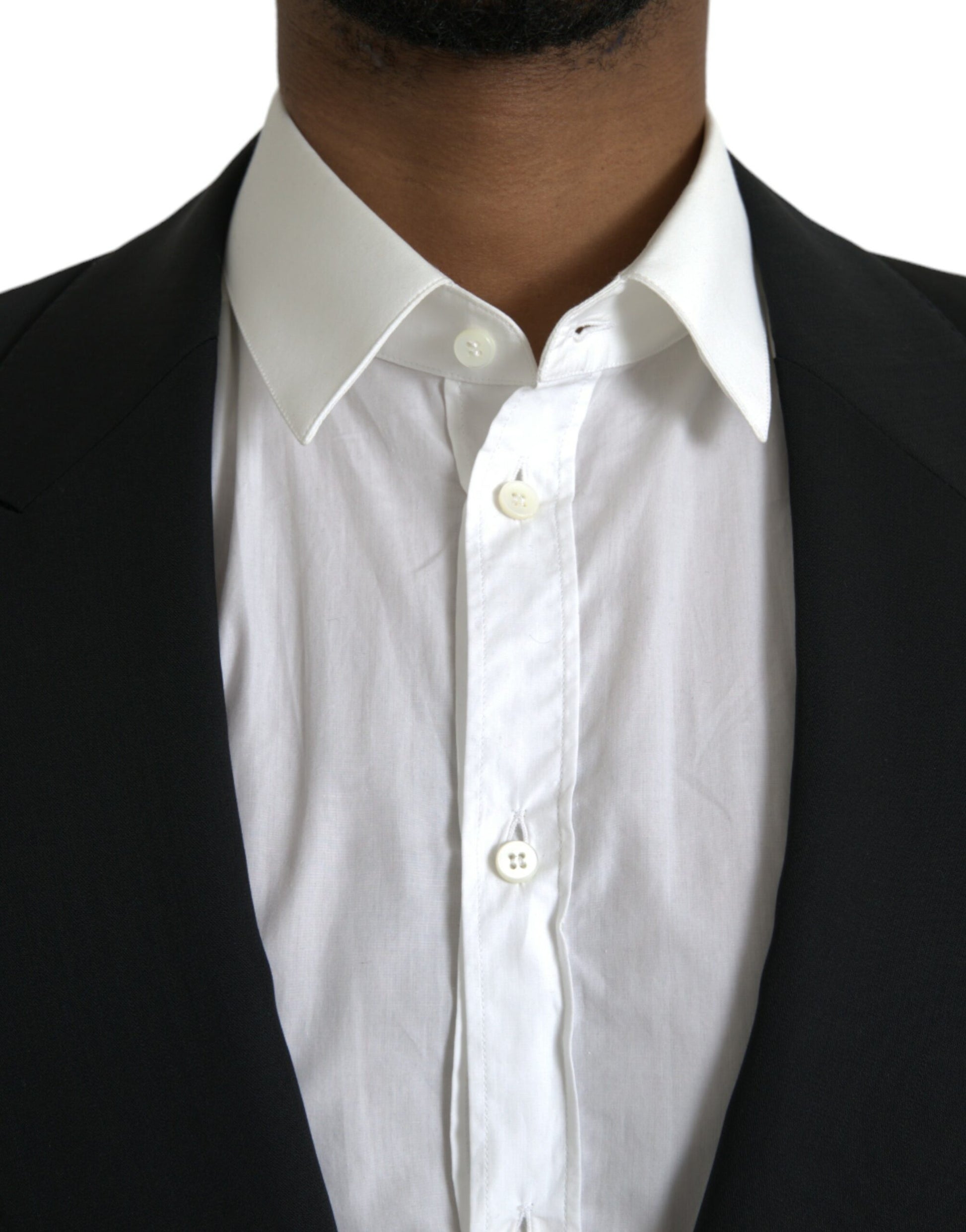 Dolce & Gabbana Black Wool Peak Single Breasted Coat Blazer Dolce & Gabbana
