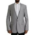 Dolce & Gabbana Gray Wool Peak Single Breasted Coat Blazer