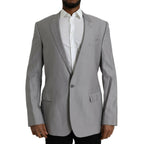 Dolce & Gabbana Gray Wool Peak Single Breasted Coat Blazer