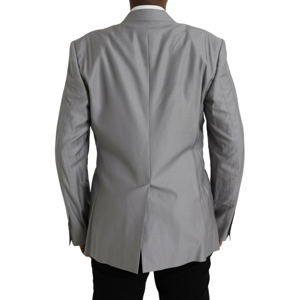 Dolce & Gabbana Gray Wool Peak Single Breasted Coat Blazer