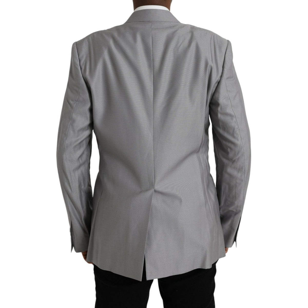 Dolce & Gabbana Gray Wool Peak Single Breasted Coat Blazer