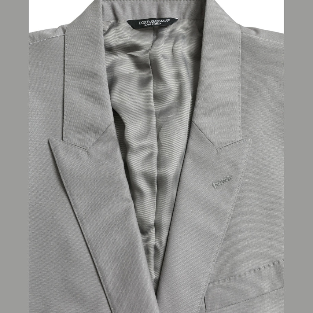 Dolce & Gabbana Gray Wool Peak Single Breasted Coat Blazer