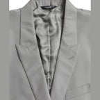 Dolce & Gabbana Gray Wool Peak Single Breasted Coat Blazer
