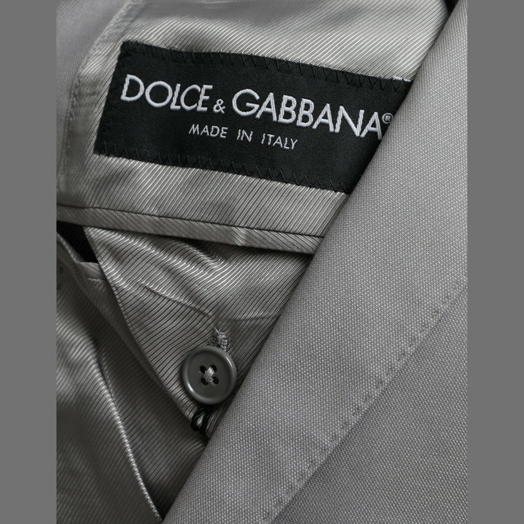 Dolce & Gabbana Gray Wool Peak Single Breasted Coat Blazer