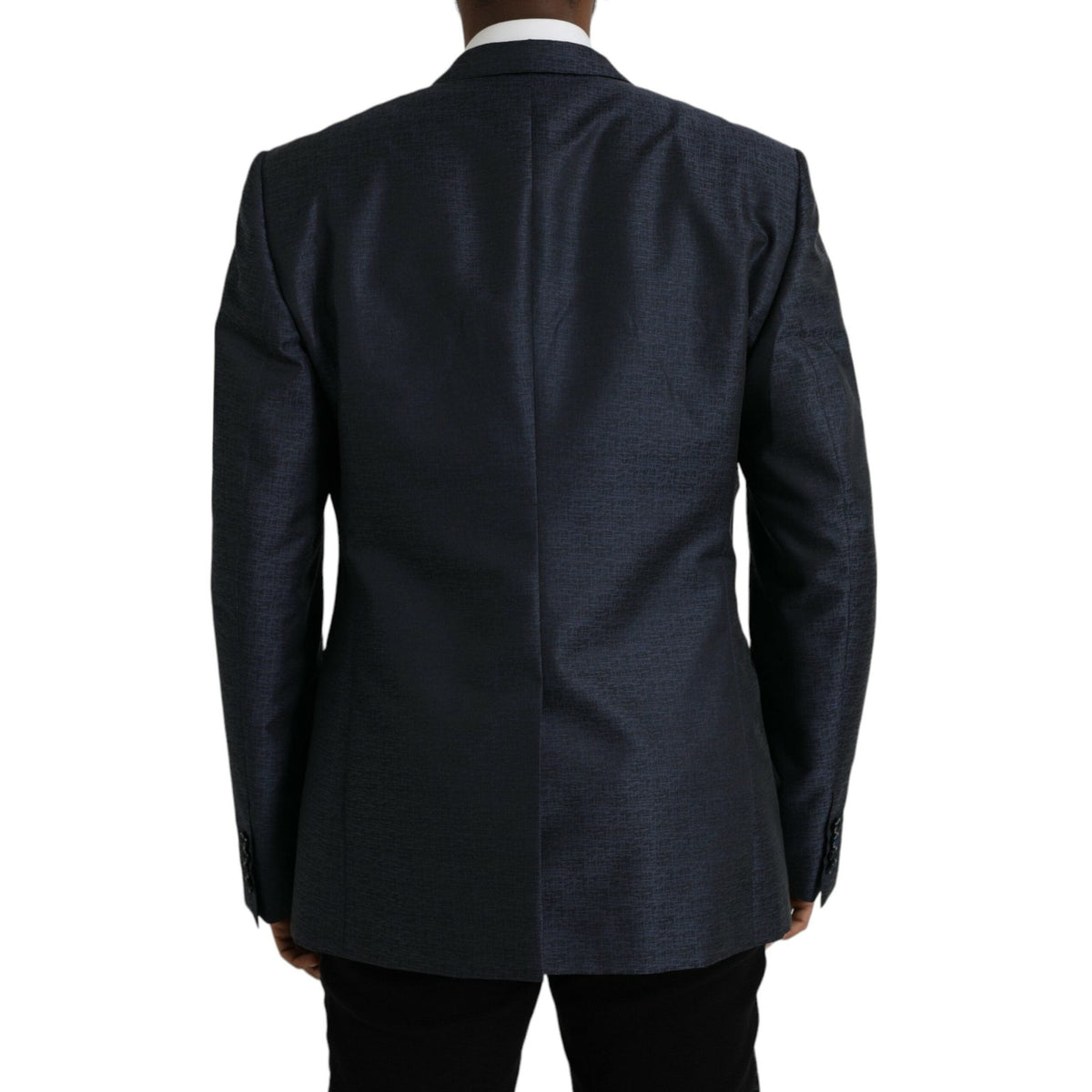 Dolce & Gabbana Blue Wool GOLD Single Breasted Coat Blazer