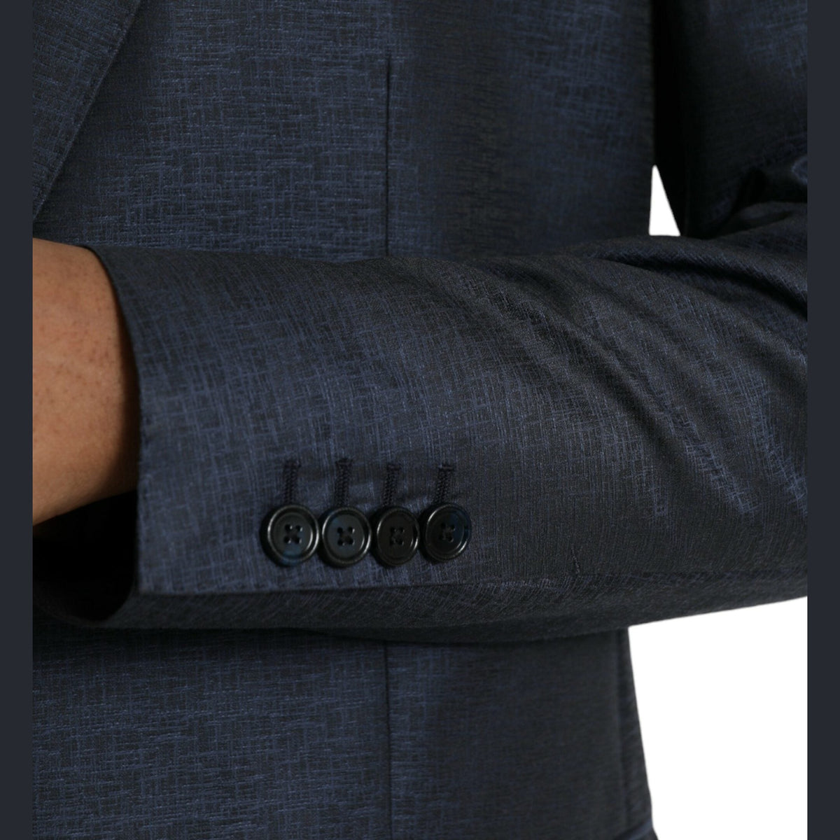 Dolce & Gabbana Blue Wool GOLD Single Breasted Coat Blazer