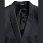 Dolce & Gabbana Blue Wool GOLD Single Breasted Coat Blazer