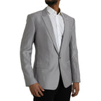 Dolce & Gabbana Gray Wool Peak Single Breasted Coat Blazer