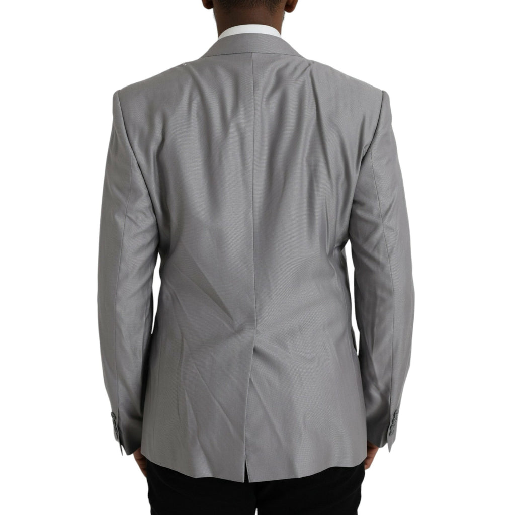 Dolce & Gabbana Gray Wool Peak Single Breasted Coat Blazer