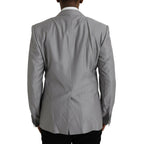Dolce & Gabbana Gray Wool Peak Single Breasted Coat Blazer
