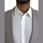 Dolce & Gabbana Gray Wool Peak Single Breasted Coat Blazer