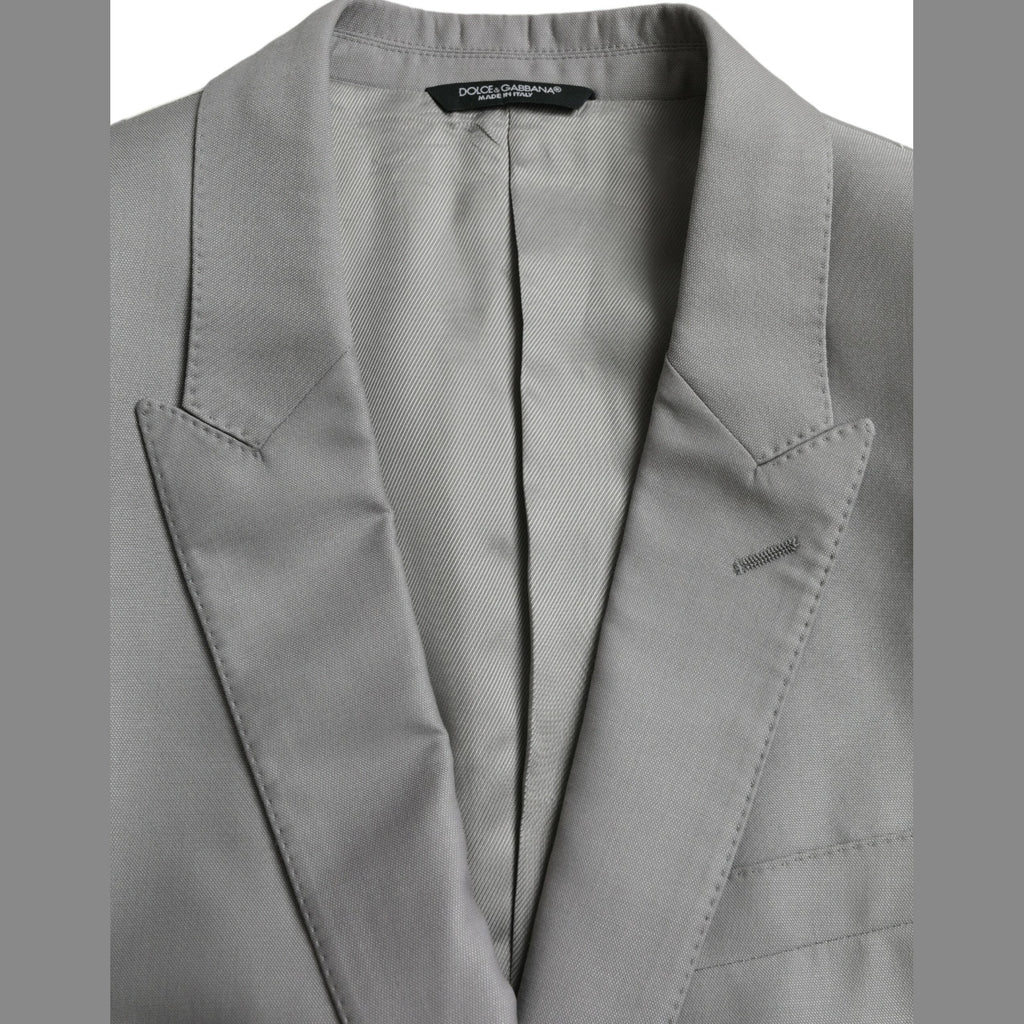 Dolce & Gabbana Gray Wool Peak Single Breasted Coat Blazer