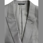 Dolce & Gabbana Gray Wool Peak Single Breasted Coat Blazer
