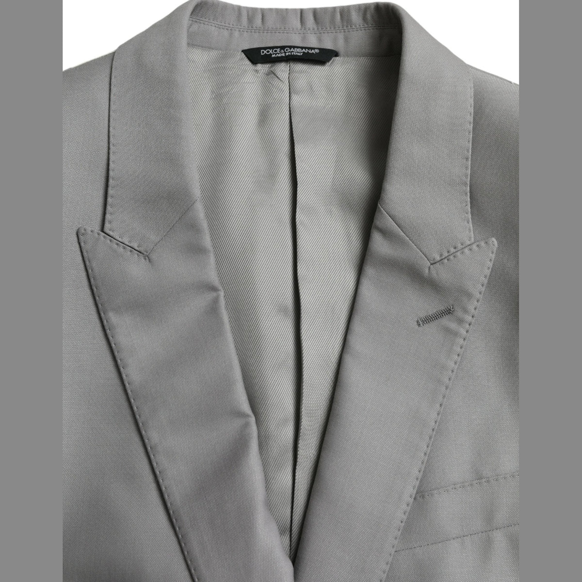 Dolce & Gabbana Gray Wool Peak Single Breasted Coat Blazer