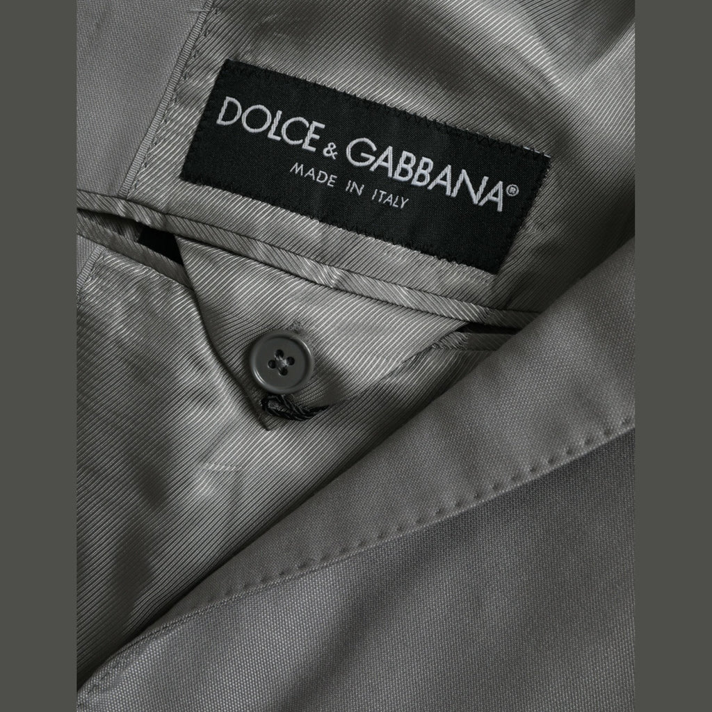 Dolce & Gabbana Gray Wool Peak Single Breasted Coat Blazer