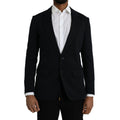 Dolce & Gabbana Black Wool Notch Single Breasted Coat Blazer