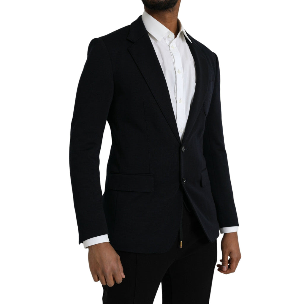 Dolce & Gabbana Black Wool Notch Single Breasted Coat Blazer