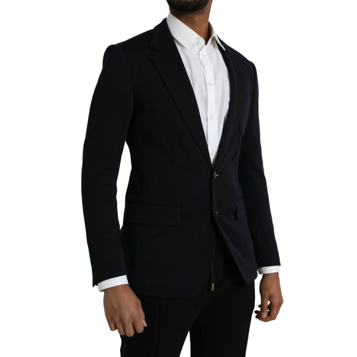 Dolce & Gabbana Black Wool Notch Single Breasted Coat Blazer