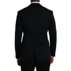Dolce & Gabbana Black Wool Notch Single Breasted Coat Blazer