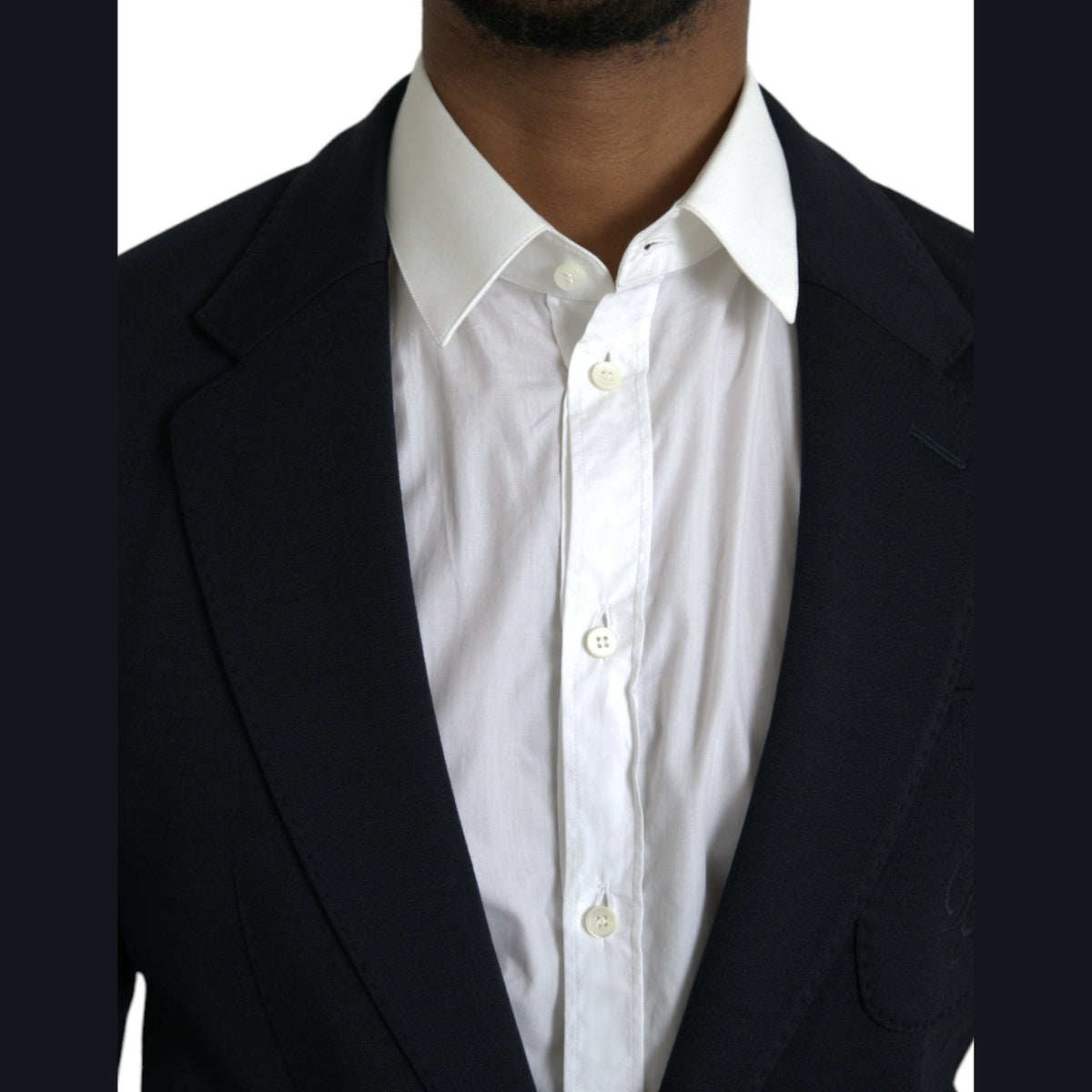 Dolce & Gabbana Black Wool Notch Single Breasted Coat Blazer