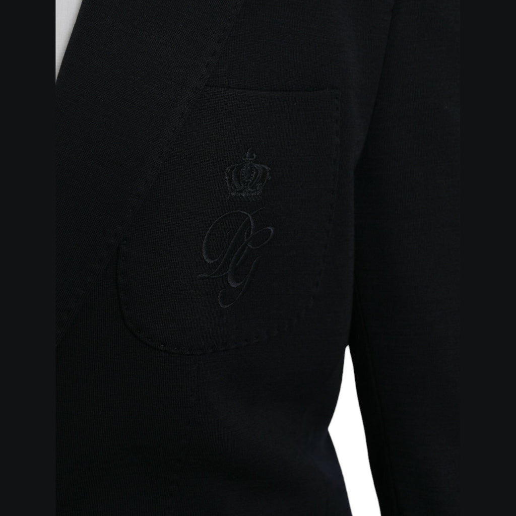 Dolce & Gabbana Black Wool Notch Single Breasted Coat Blazer