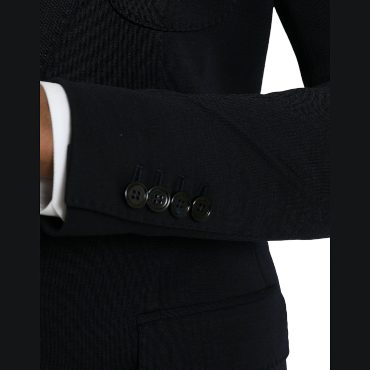 Dolce & Gabbana Black Wool Notch Single Breasted Coat Blazer